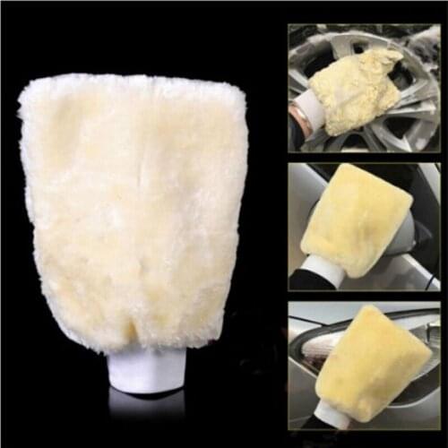 Real Sheepskin Mitt Car Soft Polishing Glove Lambswool Washing Cleaning Polish Car Cleaning Washing