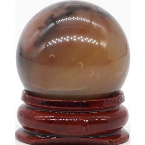 Natural Bamboo Agate Stone Ball Mineral Quartz Sphere Hand Massage Crystal Ball Healing Feng Shui Home Decor Accessory 30mm