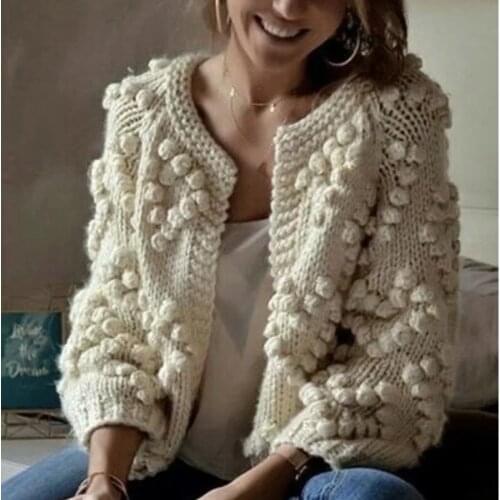 2021 autumn and winter new womens thick line loose and thin short sweater cardigan jacket women X644