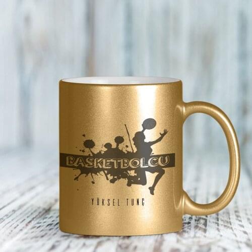 Personalized Professional Basketball Player Gold Gilded Mug Cup-2