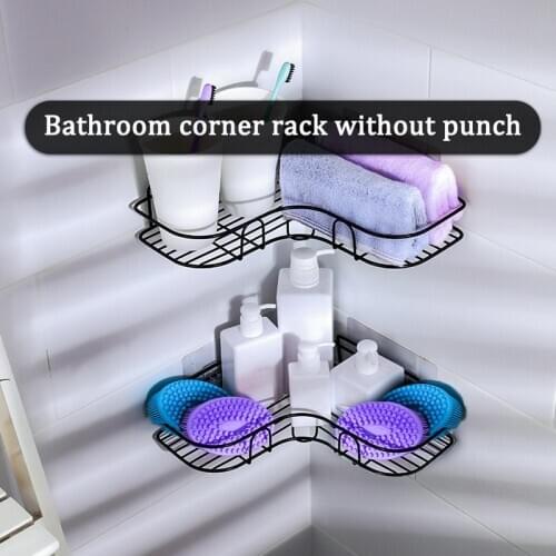Bathroom Shelf Metal Shelf Storage Rack Stainless Steel Punch-Free Firm Shower Kitchen Fitted Wall Storage Organizer Rack