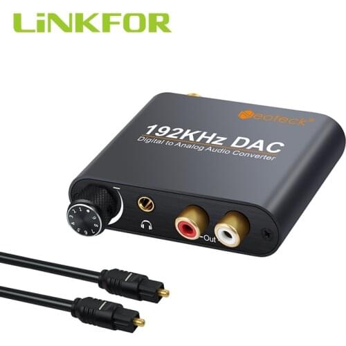 DAC Converter Coaxial Optical To Analog RCA R/L Audio 3.5mm Jack 192 Khz DAC Audio Decoder With Volume Control Adapter For DVD