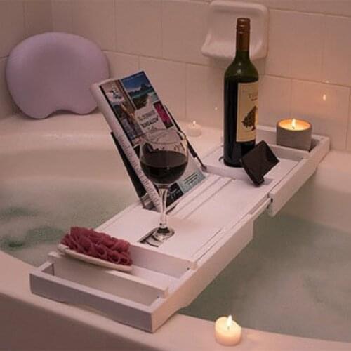 Bathtub Frame Bamboo White Waterproof Bathtub Tray Mobile Phone Tablet Reading Rack Bath Tray In The Bathroom