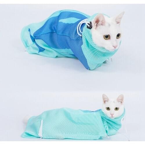 Mesh Cat Grooming Bath Bag Cats Shower Washing Bags for Cat Kitten Bathing Nail Trimming Anti Scratch Bite Restraint Fixed Bags