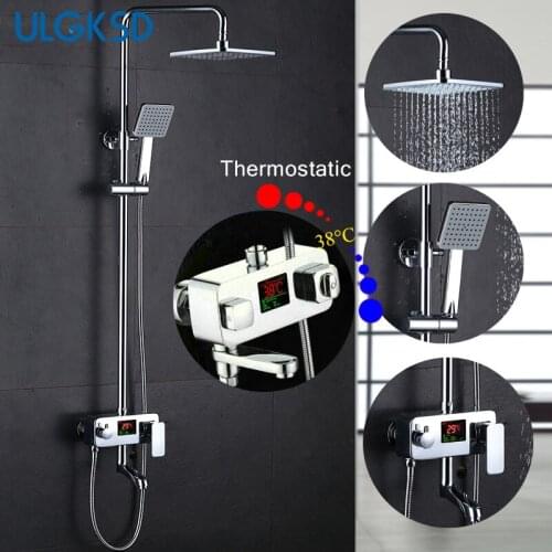Chrome Digital Display Shower Faucet Set Water Dynamic Digital Intelligent Digital Display Shower Faucet Bathroom Shower Mixer