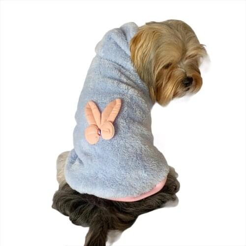 Softie Blue Bunny Hoodie, For Small Breeds, Dogs Sweatshirt , Dog Fleece, Dog Clothes, Pet Clothes