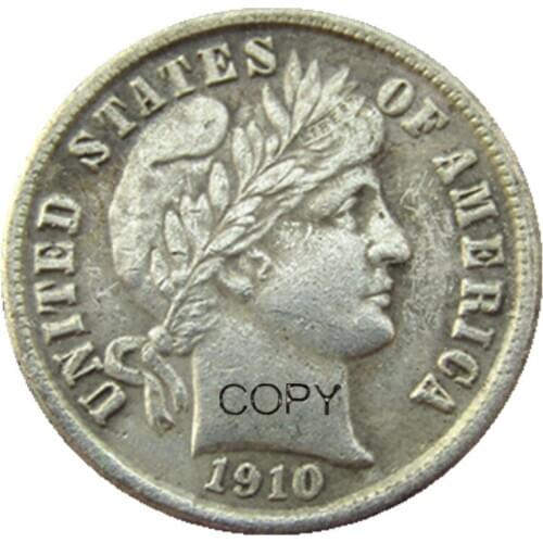 US Barber Dime 1910 P/S Silver Plated Copy Coins