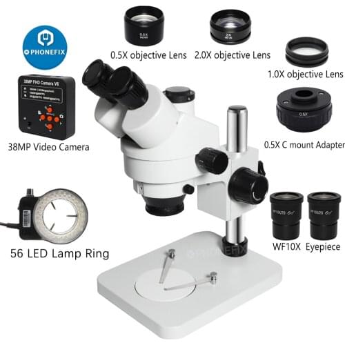 3.5X-90X Zoom Trinocular Stereo Microscope 38MP HDMI VGA Digital Video Microscope Camera Table Pillar Stand For Phone PCB Repair