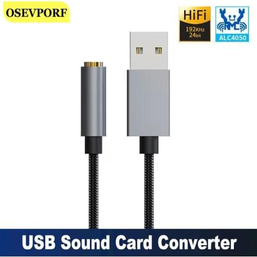 USB Sound Card Virtual 7.1 Channel Driver-free for Desktop Laptop Headset Noise Reduction 3.5mm Jack Audio Cable 2 in 1 Adapters