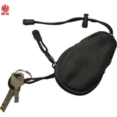 1PCS Outdoor Carrying Bag Portable Key Coin Purse Mini EDC Travel Key Pouch Built-in Stainless Steel Keychain