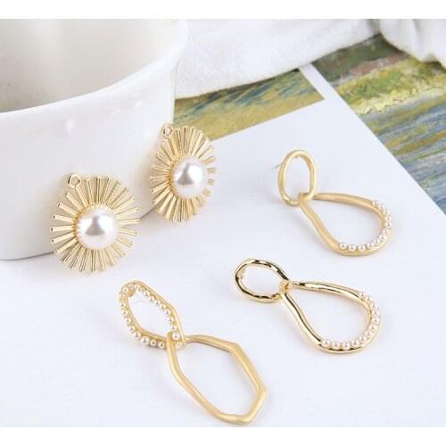 10pcs Fashion Trendy earrings Texture Pearl Circle Irregular Hollow Geometry Stud Earring For Women Vingate Jewelry Accessories
