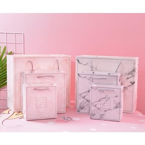 12pcs/lot Marble gift bag paper bag Simple and fresh holiday birthday gift packaging bag wedding gift free shipping