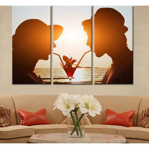 New 3 Pieces/sets Canvas Art Canvas Paintings Sunset Couple 3 Panels Decorations For Home Wall Art Prints Canvas Unframed