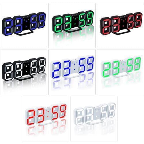 3D LED Digital Clock Glowing Night Mode Brightness Adjustable Electronic Table Clock 24/12 Hour Display Alarm Clock Wall Hanging