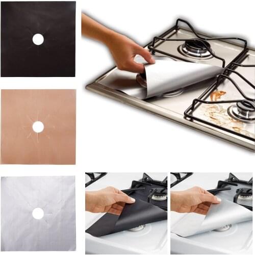 4Pcs/Set Portable Kitchen Burner Gas Hearth Stovetop Protector Liner Cover Cleaning Kitchen Reusable Gas Platform Protect Tool