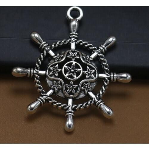 ANGRLY 10pcs 38*34mm Have Hook Up Silver Alloy Sailor Rudder Anchor Accessories Handmade Accessories Party Craft Supplies