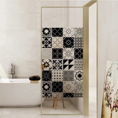 Black and White Window film Frosted Privacy Glass Door for Living Room or Bathroom Home Decor For Living Room GS030