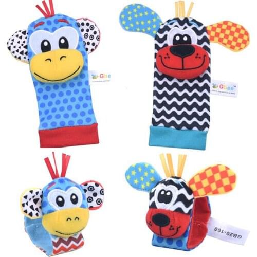 Infant Baby Kids Socks Rattle Toys Baby Toys 0-12 Months Newborn Cartoon Animal Plush Socks Wrist Strap Rattle For Boy Girl Gift