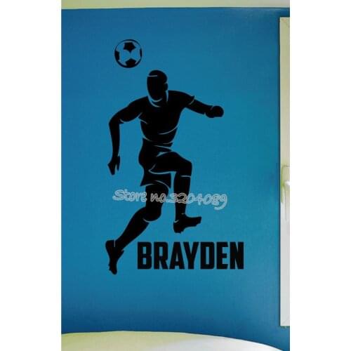 Soccer theme Personalised Soccer Player Wall Sticker boys custom name soccer decal Home Decor child Bedroom GYM wall decal EA605