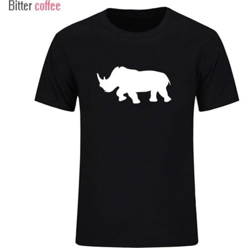 Summer Hot Sale New Funny Vintage Rhino Print Cotton Fashion Hip-Hop T-Shirt Men Brand Rider Men T Shirt European Size
