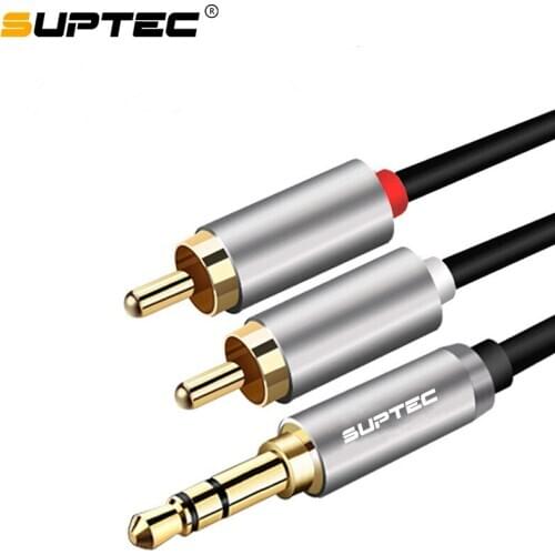 Suptec RCA Cable 3.5mm Jack to 2 RCA Aux Cable 3.5 mm to 2RCA Adapter Splitter Audio Cable for TV Box Home Theater Speaker Wire