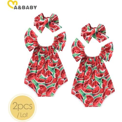 2pcs/Lot Ma&Baby 0-24M Summer Watermelon Newborn Infant Baby Girl Romper Jumpsuit Sunsuit Clothing Costumes