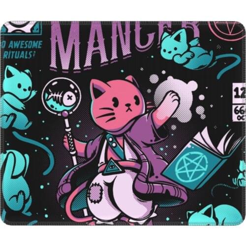 Neko Mancer Vaporwave Aesthetic Grung Satantic Gothic Witch Mouse Pad Non-Slip Mouse Mats Rubber Computer Keyboard Desk Pad