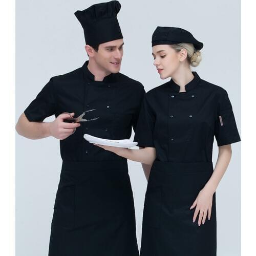 Summer Short Sleeve Chef Jackets Breathable Kitchen Chef Overalls Restaurant Hotel Chef Coat Coffee Workwear Cook Clothes B-6503