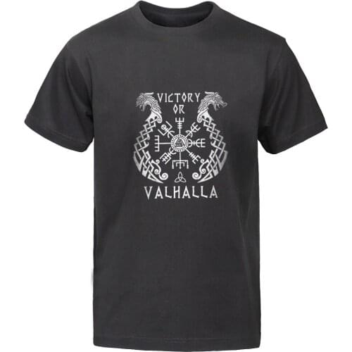 Summer Print T Shirt Men Short Sleeve Viking Legend T-Shirt Retro Classic Tee Shirt Valhalla Odin Mens Cotton Tshirt Camisas