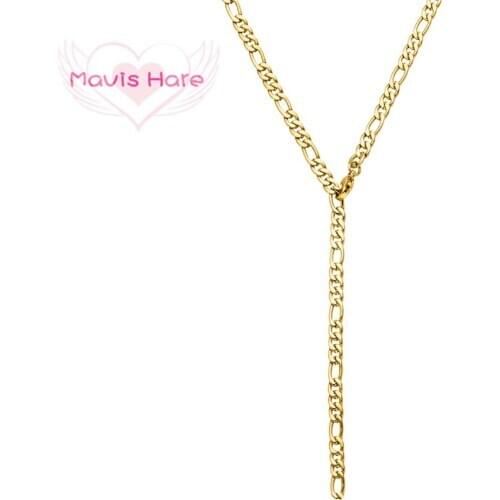 Mavis Hare Figaro Chain 54cm Stainless Steel Necklace & Bracelet Two ways to wear it as Necklace or Three layers of bracelet