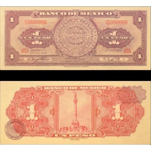 Mexican one pesos Banknote G99999 Dark Red Gift Card Fake Money Home Decorative Souvenir Banknote Paper Money Collection
