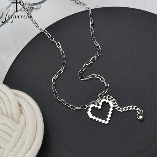 Letdiffery Fashion Lovely Heart Pedant Necklace Thick Chain Choker Necklaces for Women Girls Jewelry Party Birthday Gifts