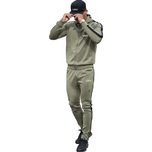 Custom logo full zipper high quality blank tracksuits set for mens cotton