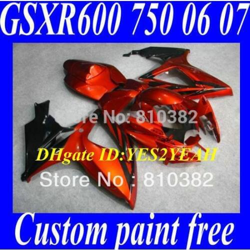 Injection Mold Fairing kit for GSXR600 750 06 07 GSXR600 GSXR750 GSX-R600 750 K6 2006 2007 ABS red Fairings set SB25