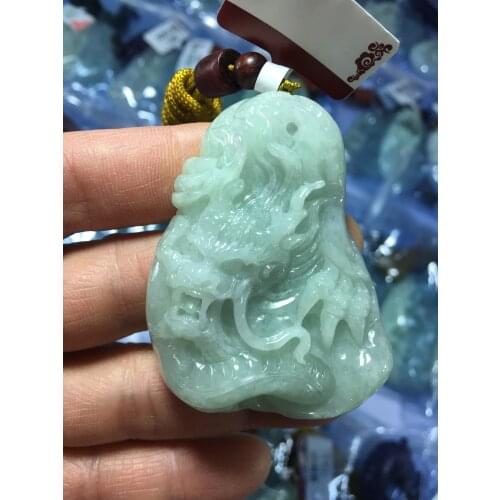 Natural Myanmar jade grade A Hand-Carved dragon green jade pendant jade necklace men pendants jewelry jade necklaces