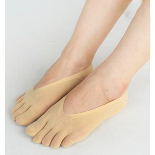 Invisible with Gel Tab Boat Sock 1Pair for Summer Pure Color Nylon Breathable Compression Socks Women Toe Socks