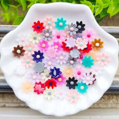 New 60pcs Mix Colors Mini Resin 3d Flower Flatback Rhinestone Wedding Buttons DIY Crafts