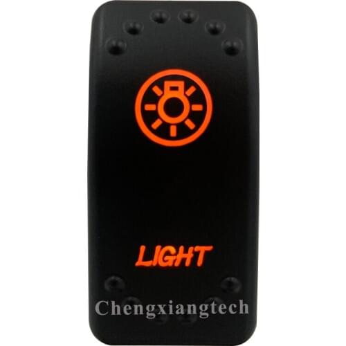 5 Pin SPST Laser Etched Light Rocker Button Switch Orange Led ON OFF 12v 20A, Waterproof