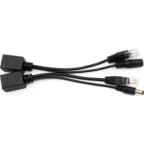 Pair Of 12-48V POE Adapter Passive Power Over Ethernet Adapter POE Cable Splitter Injector DC Male and Female For IP CCTV Camera