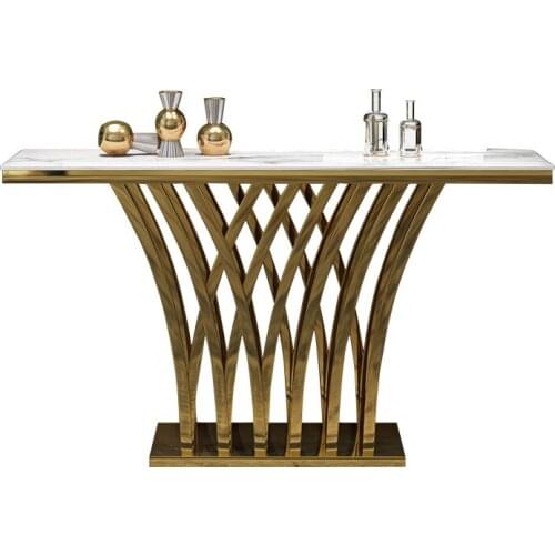 Postmodern neoclassical light luxury marble porch platform stainless steel living room port style end view platform