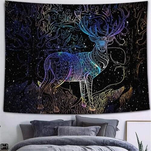 Psychedelic Galaxy Tapestry Nebula Mountains Galaxy Artwork Japanese Wildlife elk Boho Manga Wall Hanging Dorm anime tapestry