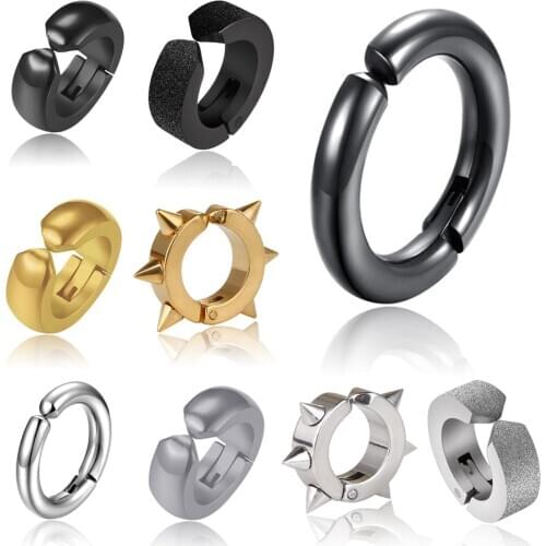 1 piece Women Men Stainless Steel Painless Ear Clip Round Ear Circle Non Piercing Fake Earrings New Popular Fashion Ear Jewelry