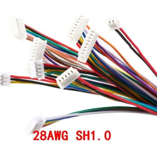 5pcs SH1.0 SH 1.0mm 2/3/4/5/6/7/8/9/10Pin Female & female Connector with cable plug Same direction Length 10cm 28AWG