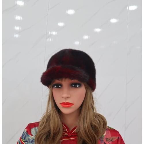 Real Fur Hat 2019 New Ladies Women Mink Fur Knitted Hats Luxury Winter Genuine Lady Warm Caps Headwear Female Winter Hat