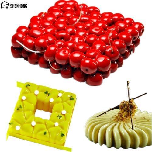 SHENHONG 3PCS/SET Art Silicone Moulds 3D Double layer Cherry Cake Mold For Baking Mousse Chocolate Sponge Pans Cake Decorating
