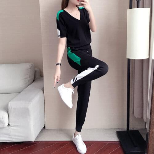 2021 new casual sports suit Korean version of new loose personality foreign fashion age reduction short sleeve two-piece set