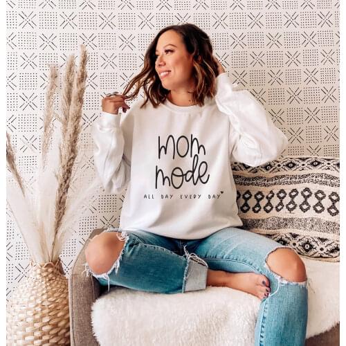 Mom Mode All Day Every Day sweatshirt pure cotton slogan fashion street style mother days gift vintage pullovers hipster tops