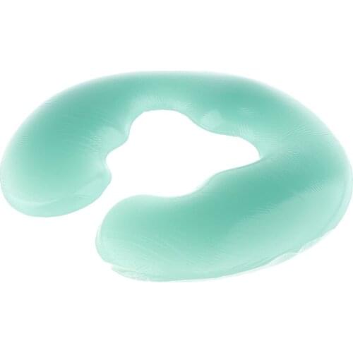 U Type Head Silicone Pillow, Body Relax Massage Face SPA Beauty Salon Care Cushion Pad Green Color, 28 x 25cm