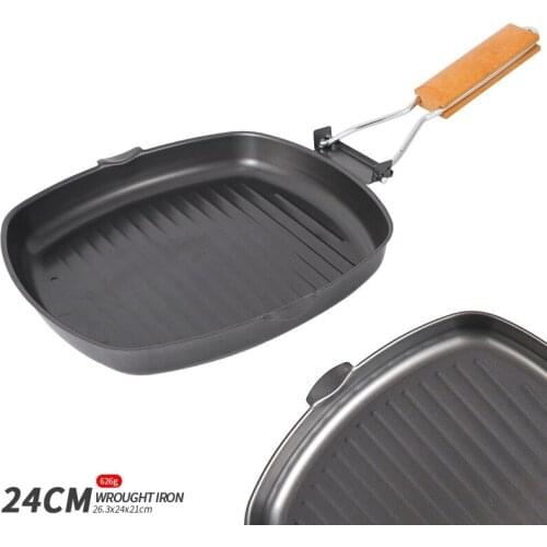 Outdoor Ultra-light Camping Picnic Cookware Frying pan with Foldable Handle Cooking Tableware Kitchenware Hiking Picnic