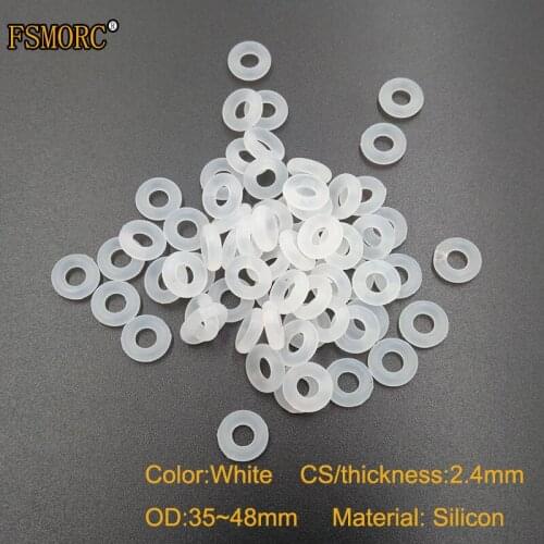White and red silicon o-rings OD 35 36 37 38 39 40 41 42 43 44 45 46 47 48mm*2.4mm Thickness Food Grade Seals gasket no poison
